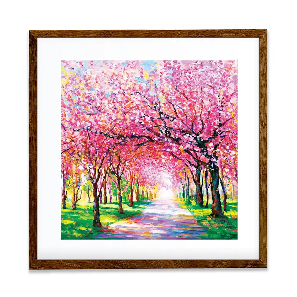 Cherry Blossom Forest Square Framed Art Print Cherry Blossom Forest Square Framed Art Print wall art product Leon Devenice