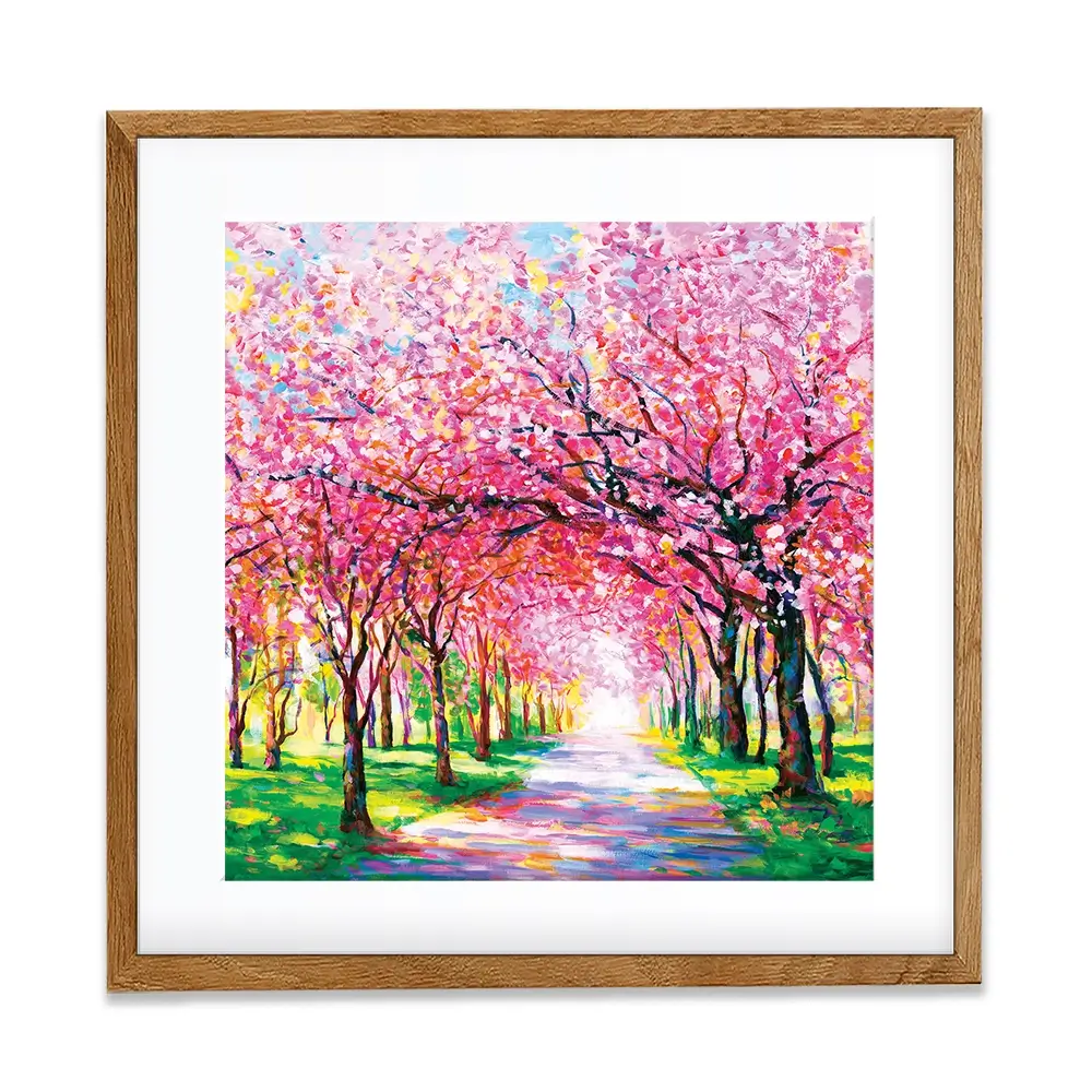 Cherry Blossom Forest Square Framed Art Print Cherry Blossom Forest Square Framed Art Print wall art product Leon Devenice