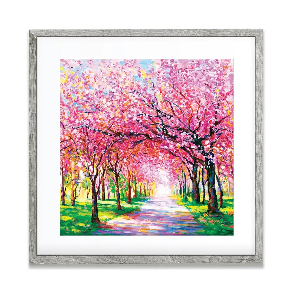 Cherry Blossom Forest Square Framed Art Print Cherry Blossom Forest Square Framed Art Print wall art product Leon Devenice