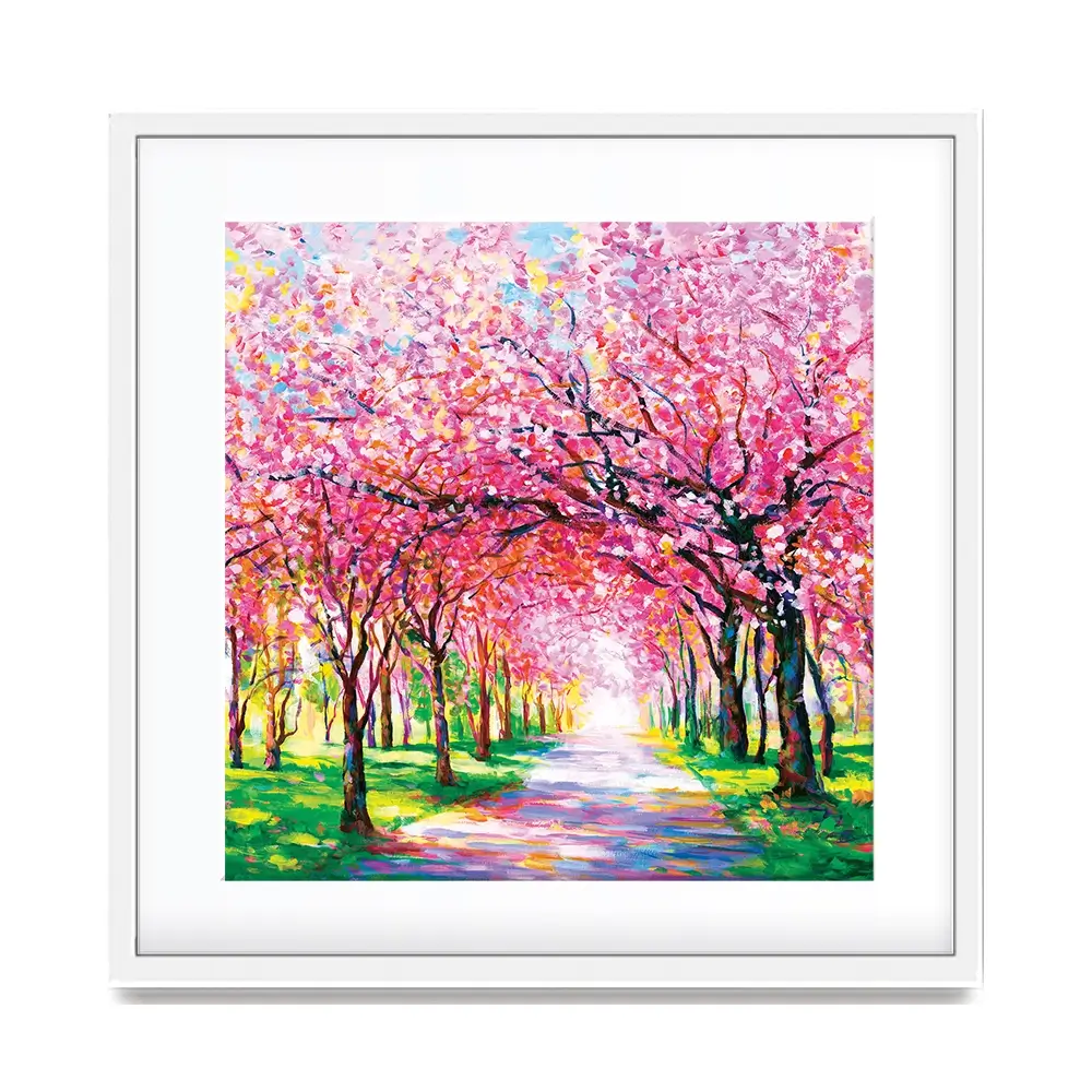 Cherry Blossom Forest Square Framed Art Print Cherry Blossom Forest Square Framed Art Print wall art product Leon Devenice