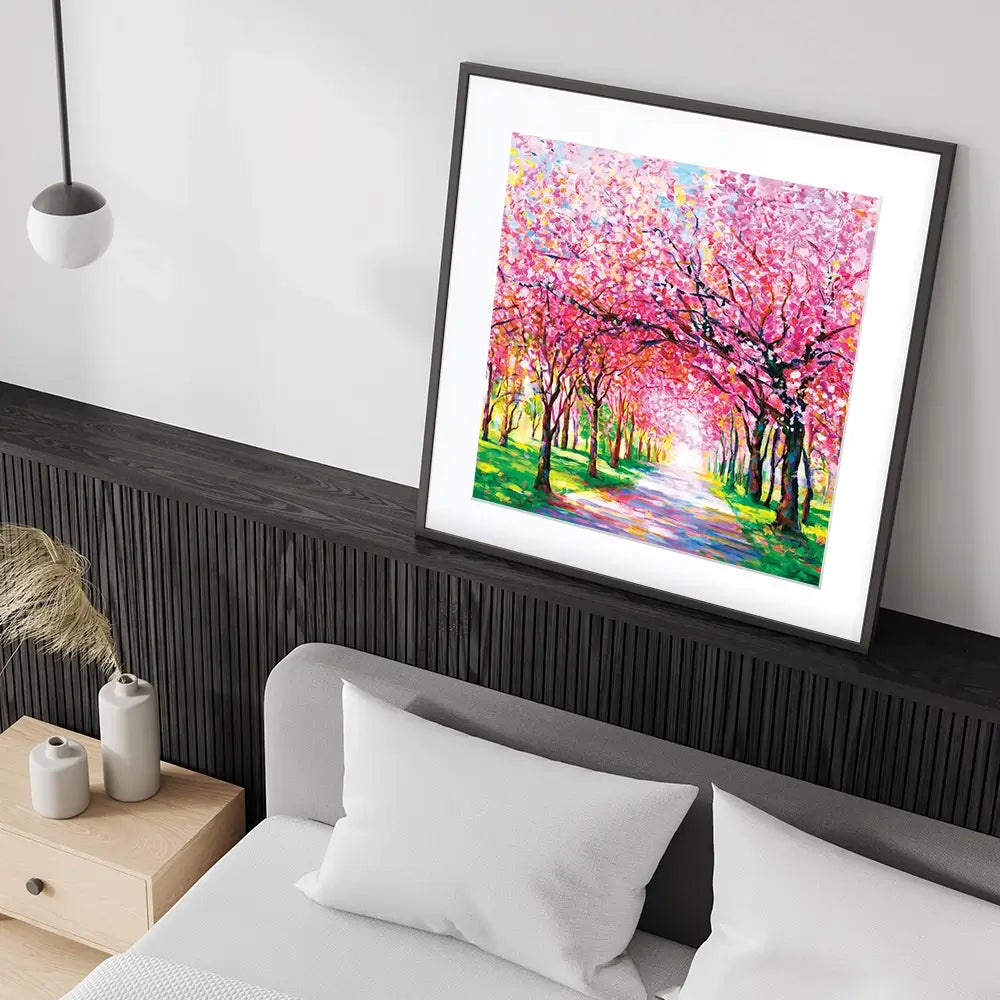 Cherry Blossom Forest Square Framed Art Print Cherry Blossom Forest Square Framed Art Print wall art product Leon Devenice