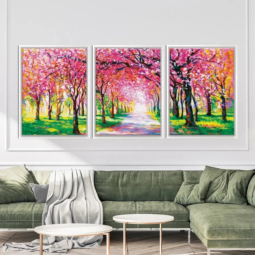 Cherry Blossom Forest Trio Canvas Print Cherry Blossom Forest Trio Canvas Print wall art product Leon Devenice