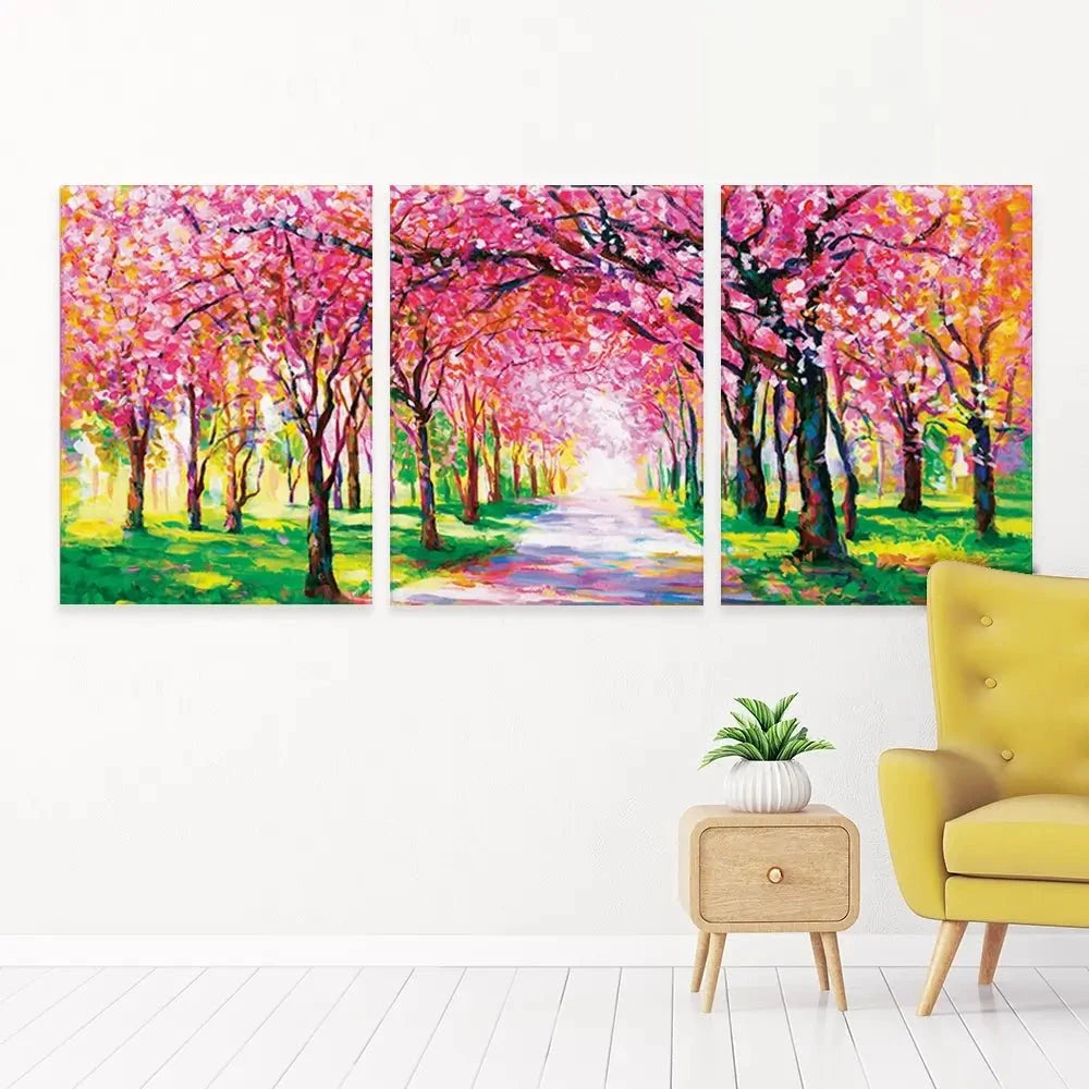 Cherry Blossom Forest Trio Canvas Print Cherry Blossom Forest Trio Canvas Print wall art product Leon Devenice