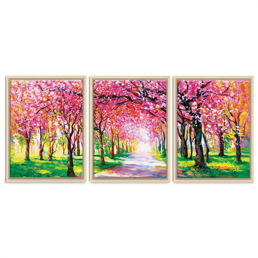 Cherry Blossom Forest Trio Canvas Print Cherry Blossom Forest Trio Canvas Print wall art product Leon Devenice