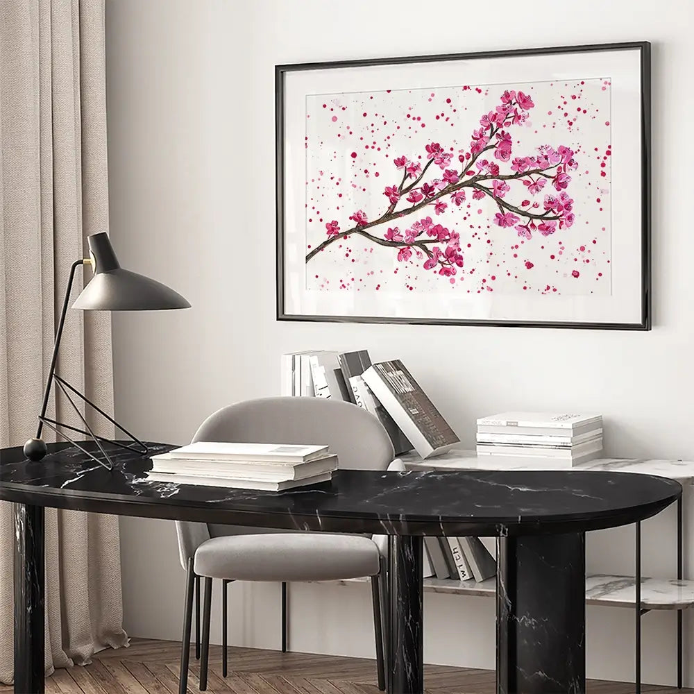 Cherry Blossom Splash Framed Art Print Cherry Blossom Splash Framed Art Print wall art product Emma LC Art