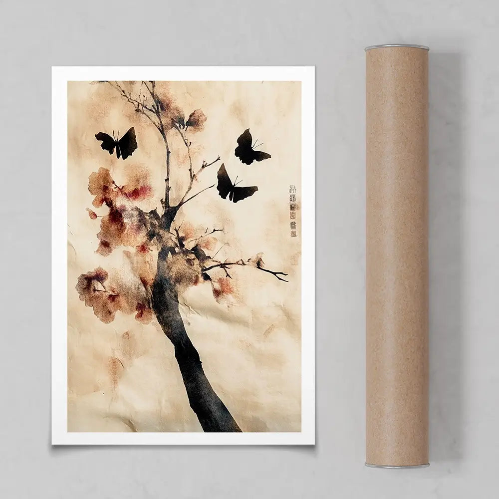 Cherry Butterflies Art Print Cherry Butterflies Art Print wall art product Treechild