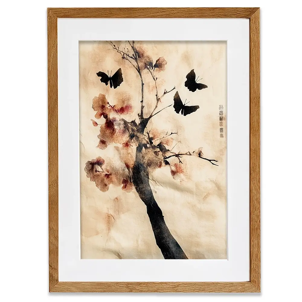 Cherry Butterflies Framed Art Print Cherry Butterflies Framed Art Print wall art product Treechild