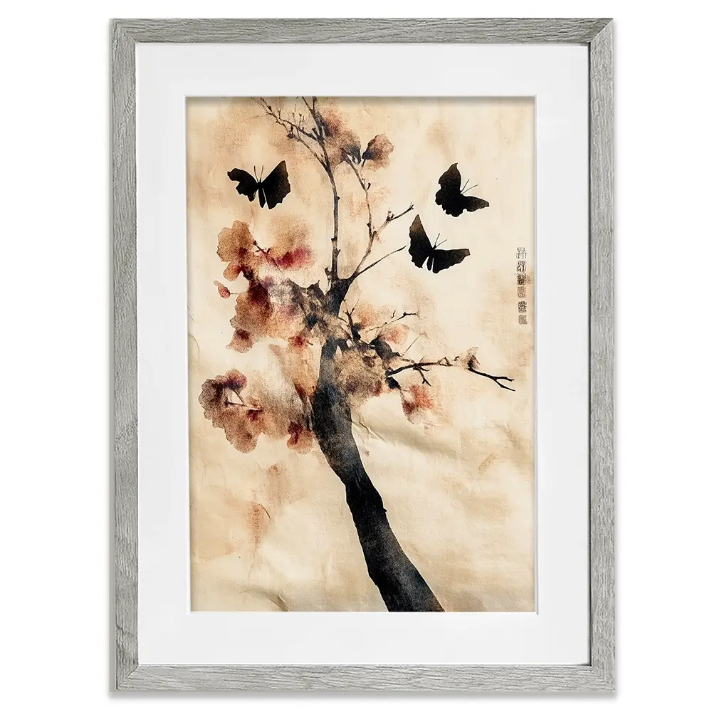 Cherry Butterflies Framed Art Print Cherry Butterflies Framed Art Print wall art product Treechild