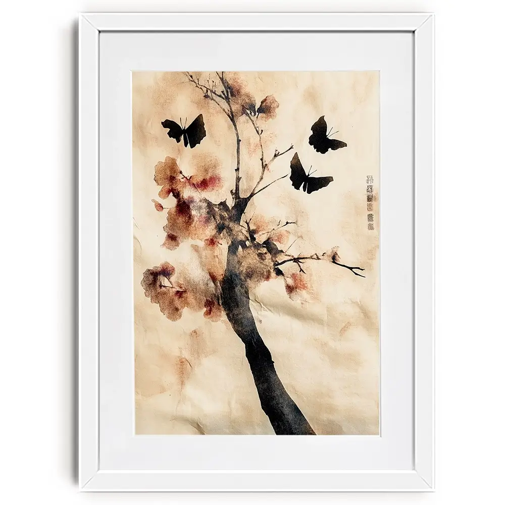Cherry Butterflies Framed Art Print Cherry Butterflies Framed Art Print wall art product Treechild