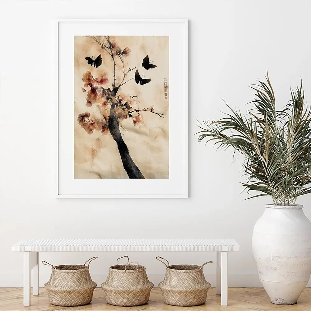 Cherry Butterflies Framed Art Print Cherry Butterflies Framed Art Print wall art product Treechild