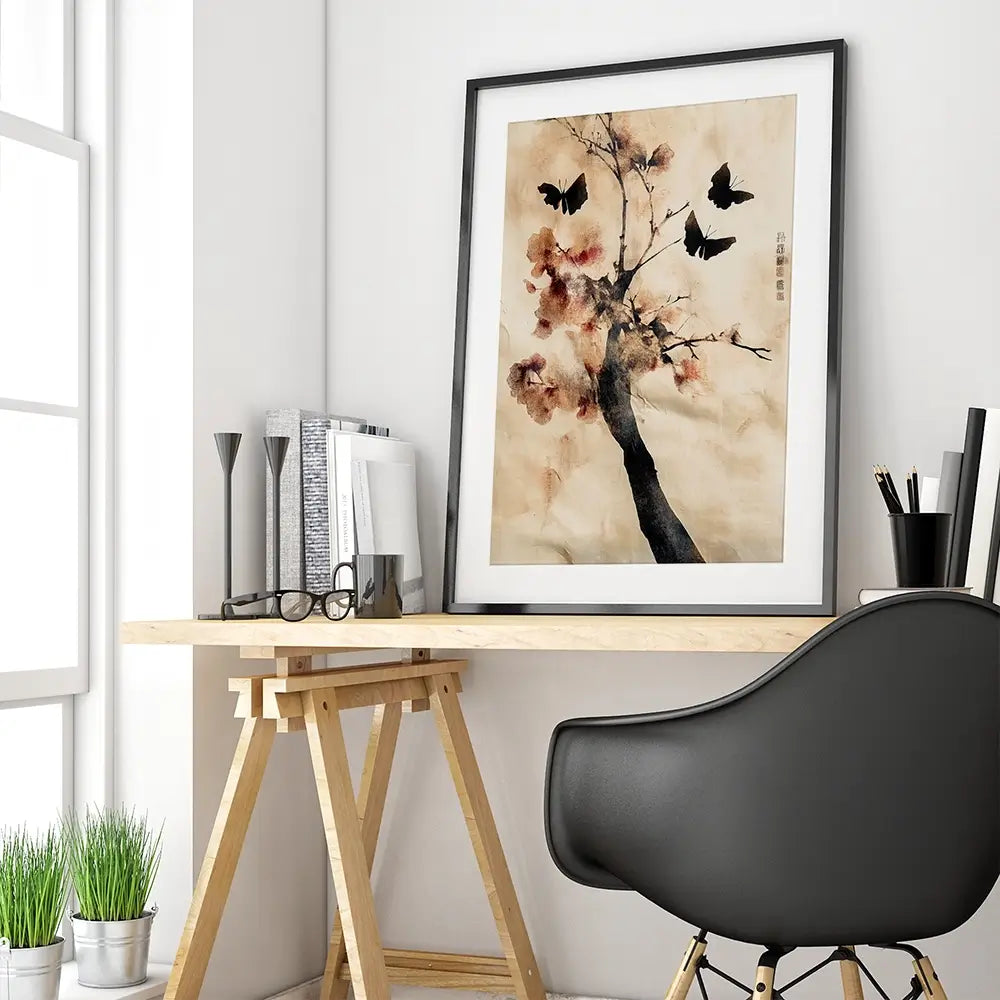 Cherry Butterflies Framed Art Print Cherry Butterflies Framed Art Print wall art product Treechild