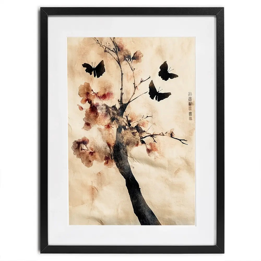 Cherry Butterflies Framed Art Print Cherry Butterflies Framed Art Print wall art product Treechild