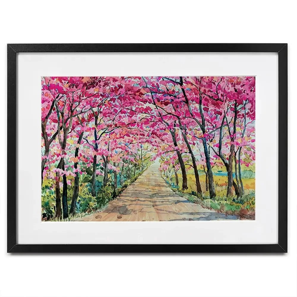 Cherry Tree Path Framed Art Print Cherry Tree Path Framed Art Print wall art product Painterstock / Shutterstock