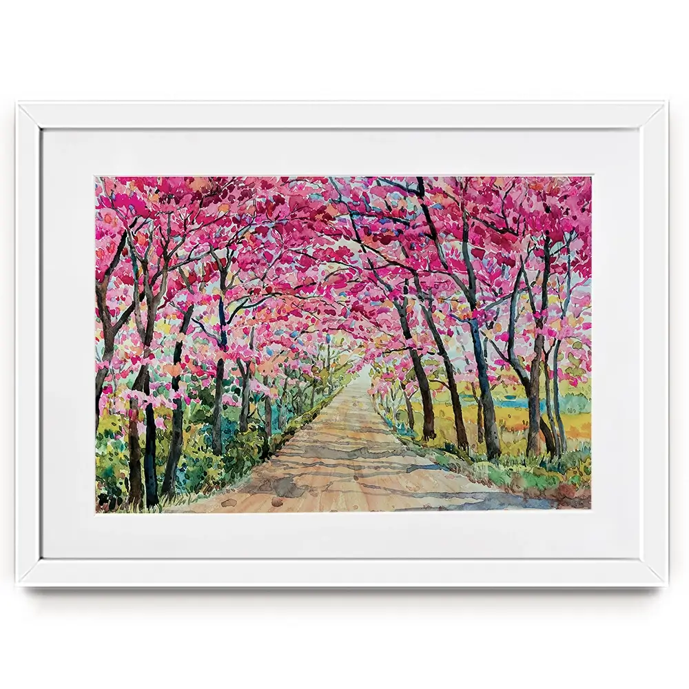 Cherry Tree Path Framed Art Print Cherry Tree Path Framed Art Print wall art product Painterstock / Shutterstock