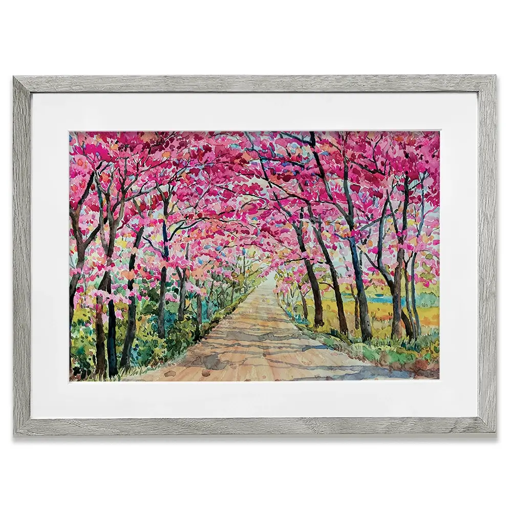 Cherry Tree Path Framed Art Print Cherry Tree Path Framed Art Print wall art product Painterstock / Shutterstock