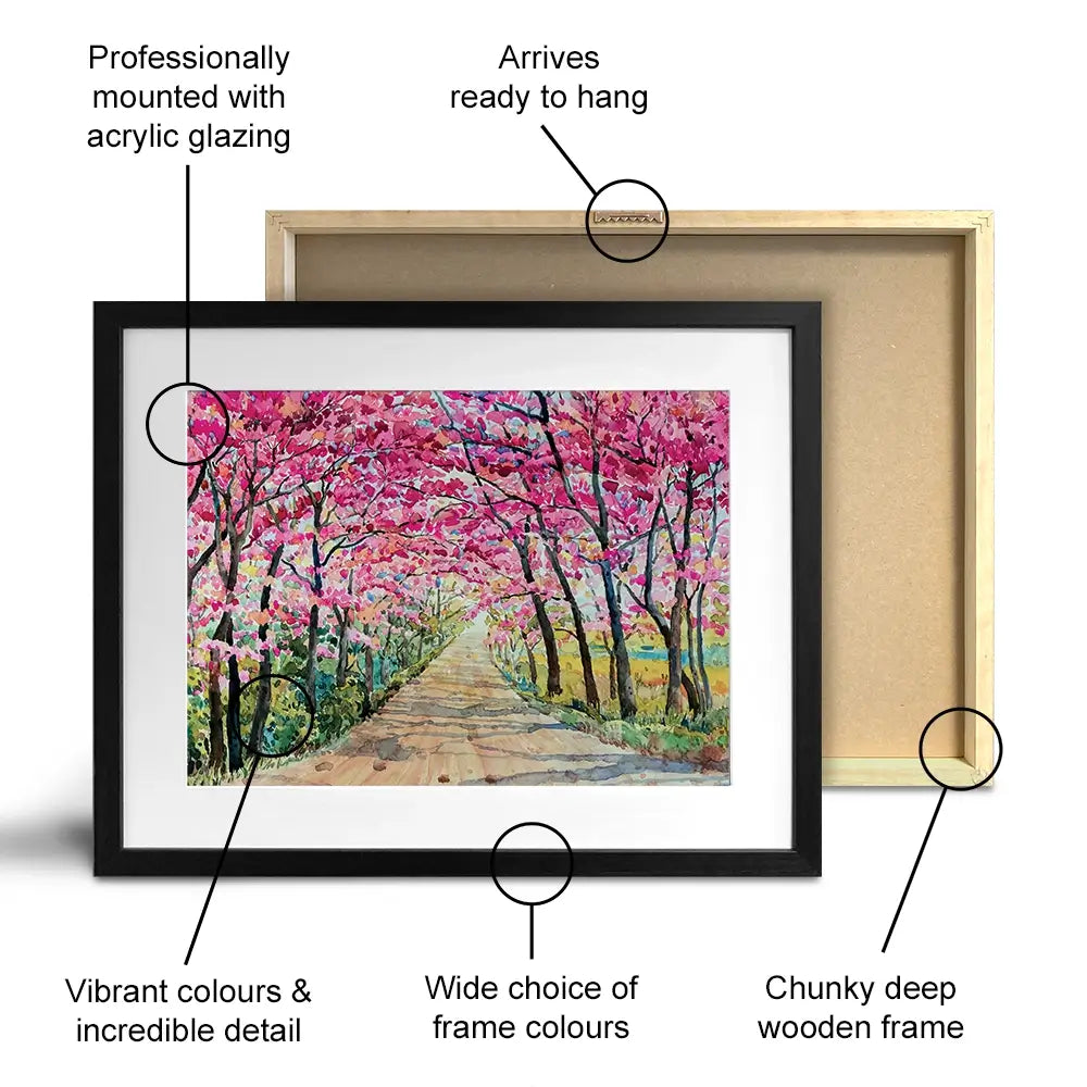 Cherry Tree Path Framed Art Print Cherry Tree Path Framed Art Print wall art product Painterstock / Shutterstock
