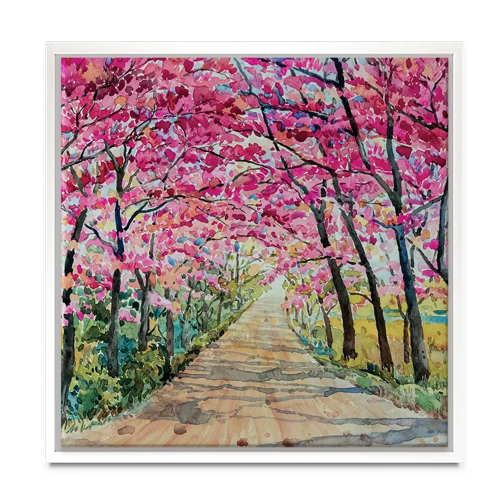Cherry Tree Path Square Canvas Print Cherry Tree Path Square Canvas Print wall art product Painterstock / Shutterstock