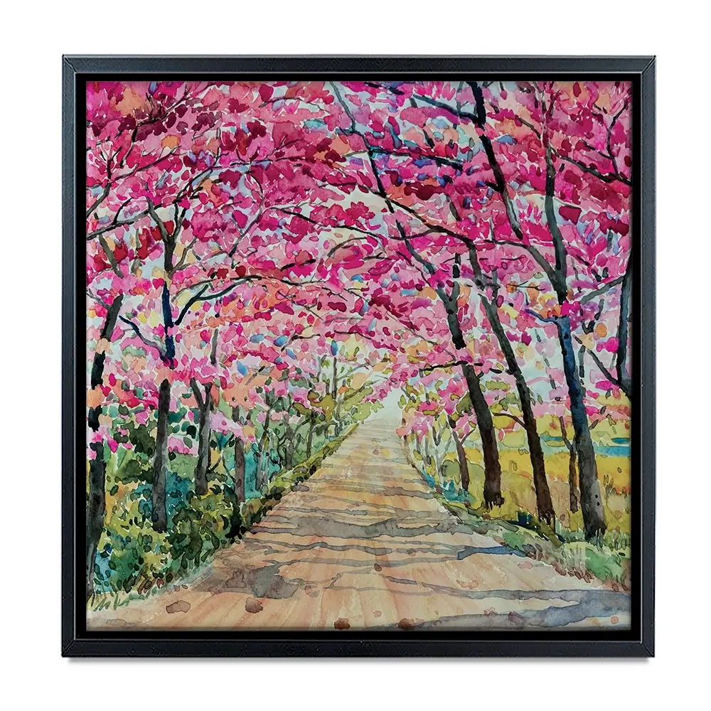 Cherry Tree Path Square Canvas Print Cherry Tree Path Square Canvas Print wall art product Painterstock / Shutterstock