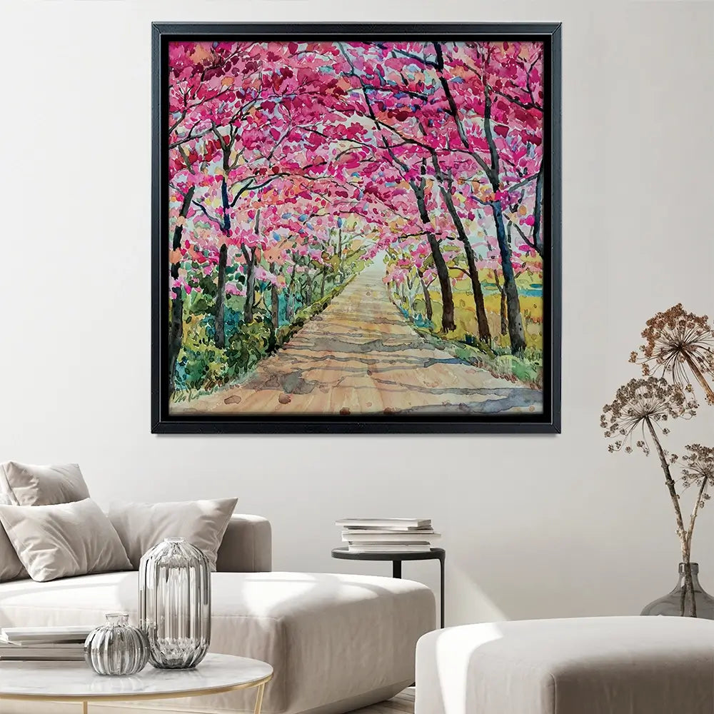 Cherry Tree Path Square Canvas Print Cherry Tree Path Square Canvas Print wall art product Painterstock / Shutterstock