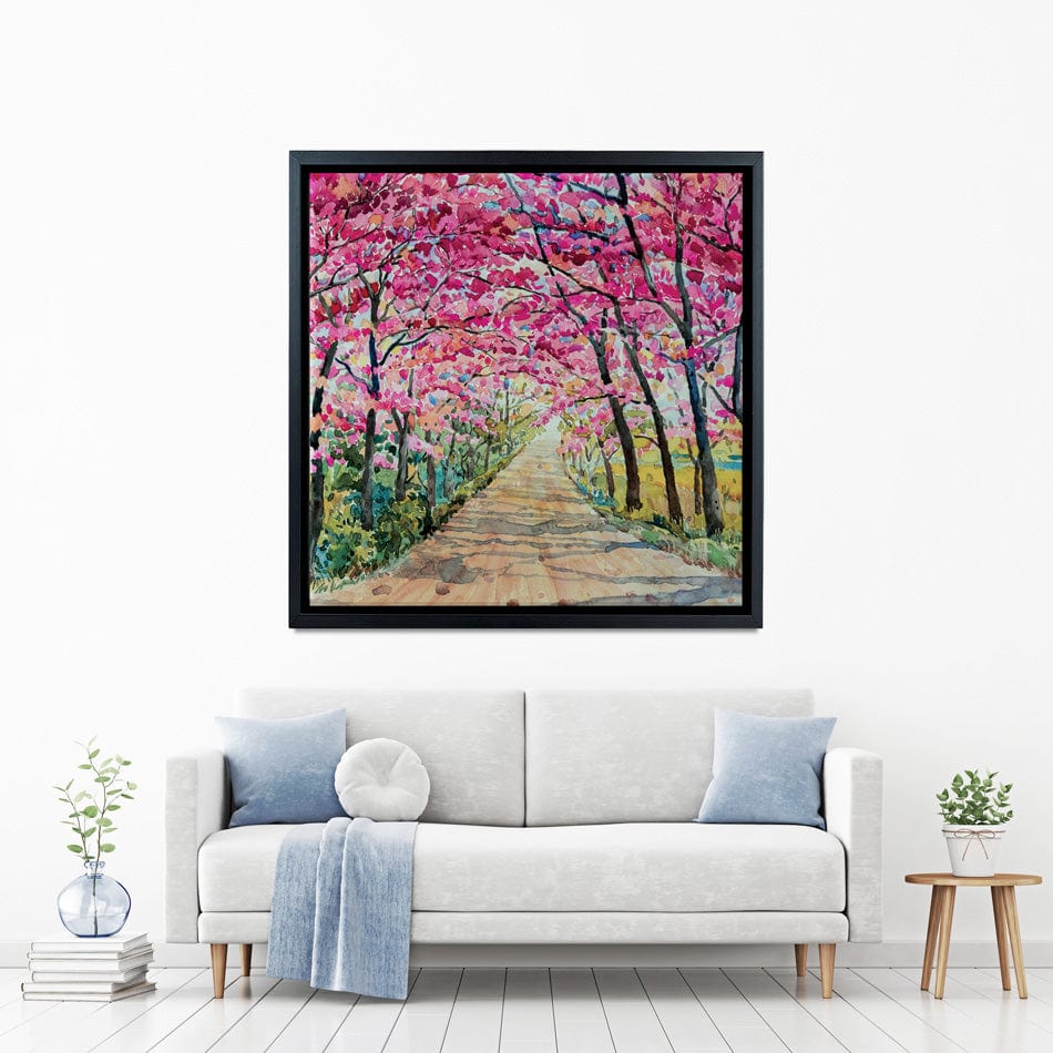 Cherry Tree Path Square Canvas Print Cherry Tree Path Square Canvas Print wall art product Painterstock / Shutterstock