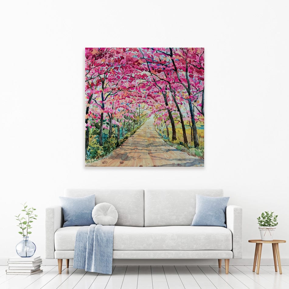 Cherry Tree Path Square Canvas Print Cherry Tree Path Square Canvas Print wall art product Painterstock / Shutterstock