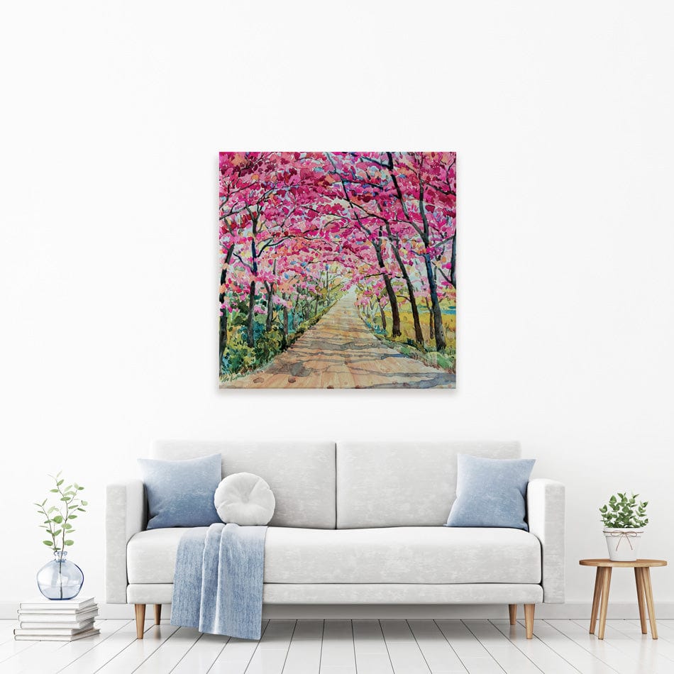 Cherry Tree Path Square Canvas Print Cherry Tree Path Square Canvas Print wall art product Painterstock / Shutterstock