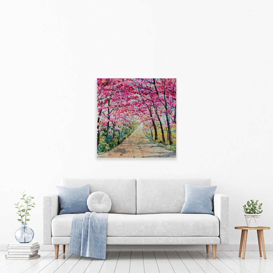 Cherry Tree Path Square Canvas Print wall art product Painterstock / Shutterstock
