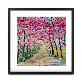 Cherry Tree Path Square Framed Art Print Cherry Tree Path Square Framed Art Print wall art product Painterstock / Shutterstock