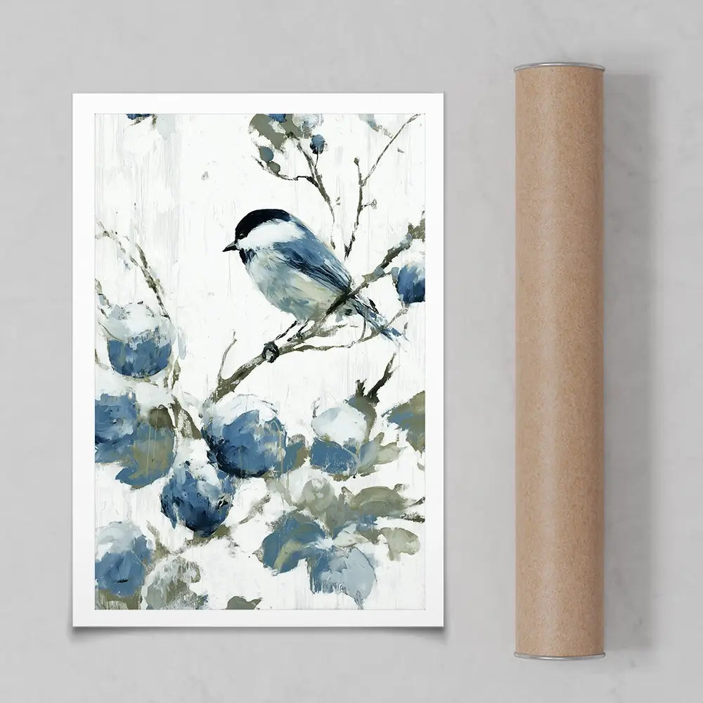 Chickadee Among Soft Blooms Art Print Chickadee Among Soft Blooms Art Print wall art product Chromatic Storm Studio