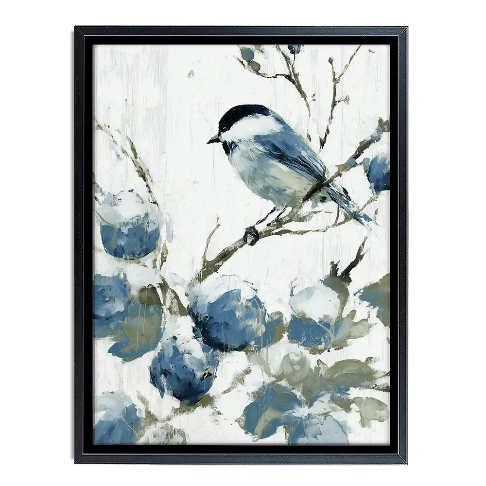 Chickadee Among Soft Blooms Canvas Print Chickadee Among Soft Blooms Canvas Print wall art product Chromatic Storm Studio