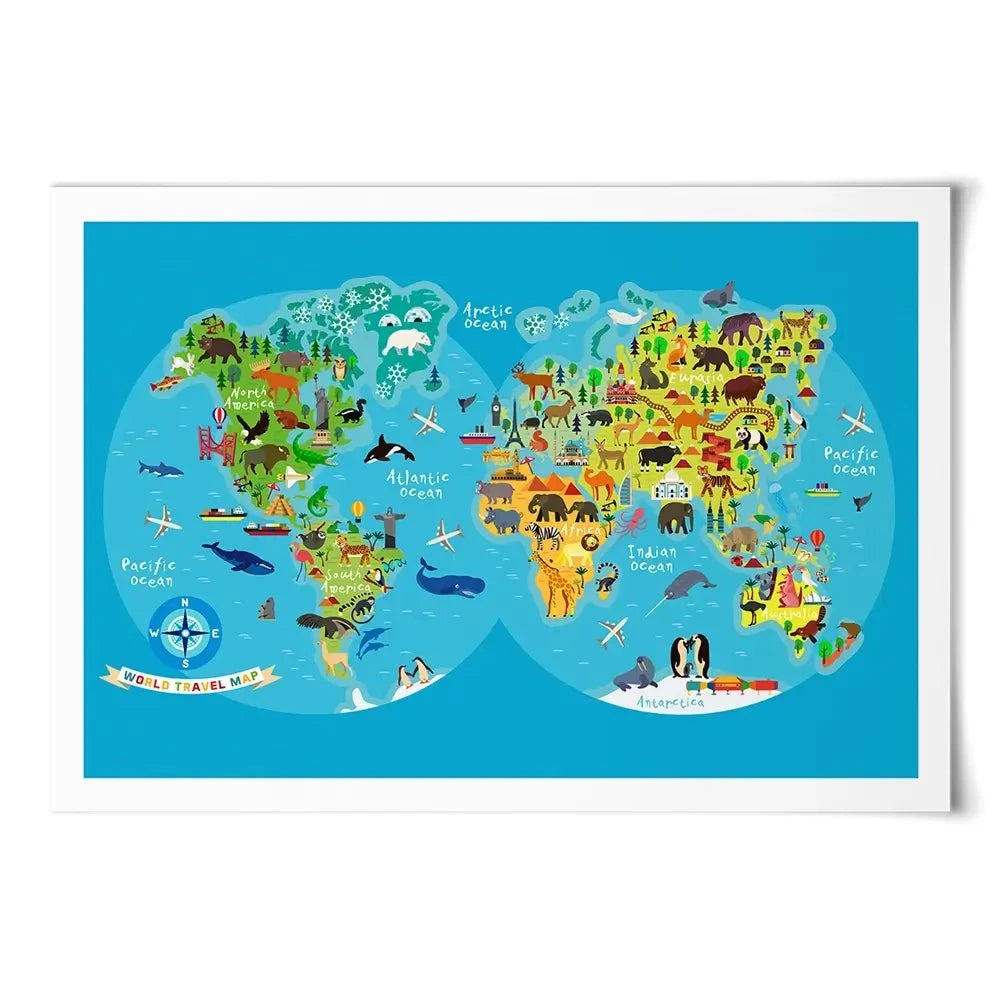 Children's World Map Art Print Children's World Map Art Print wall art product Moloko88 / Shutterstock