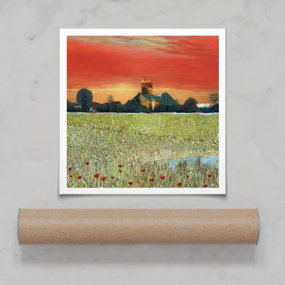 Church Scene Square Art Print Church Scene Square Art Print wall art product Karen Sutton