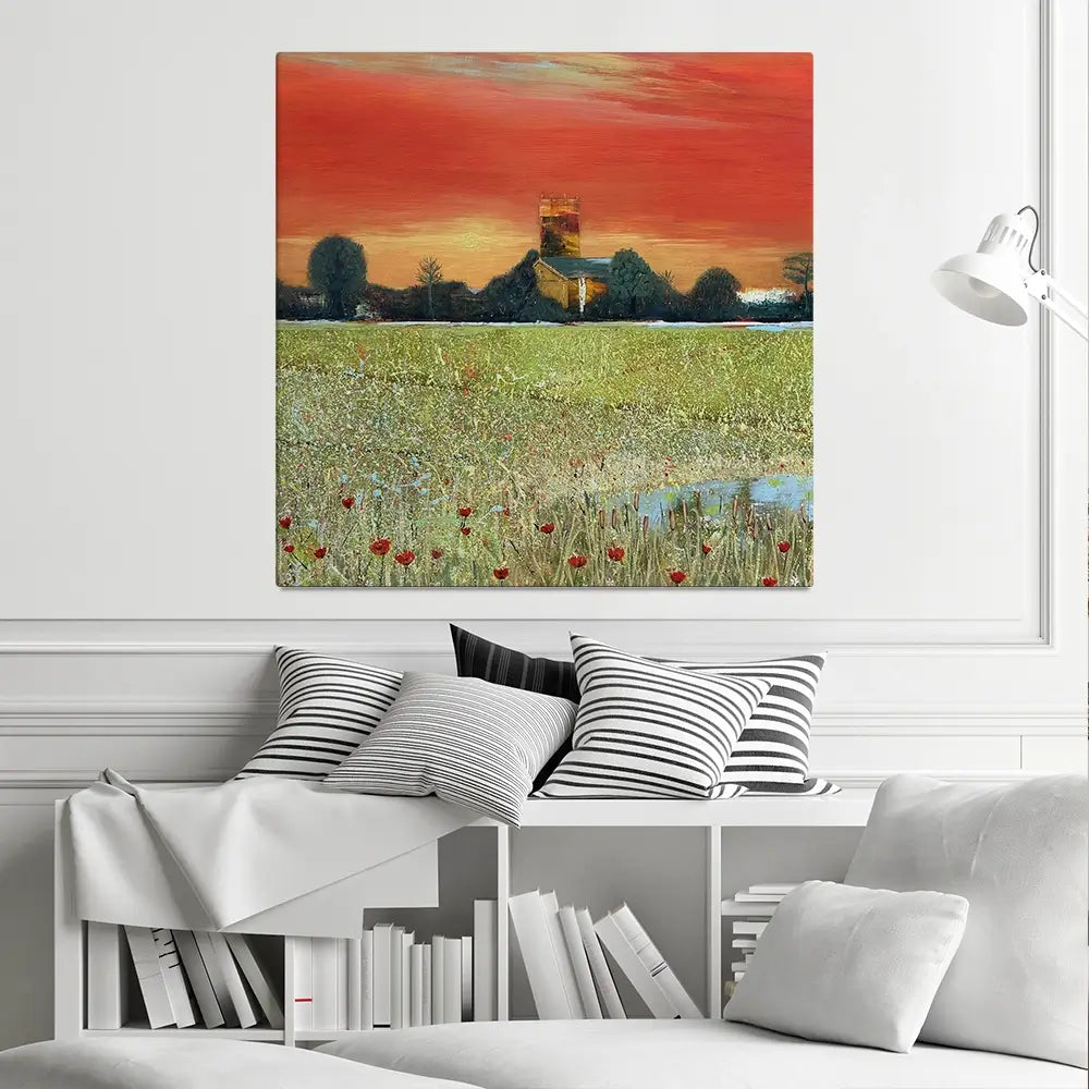 Church Scene Square Canvas Print Church Scene Square Canvas Print wall art product Karen Sutton