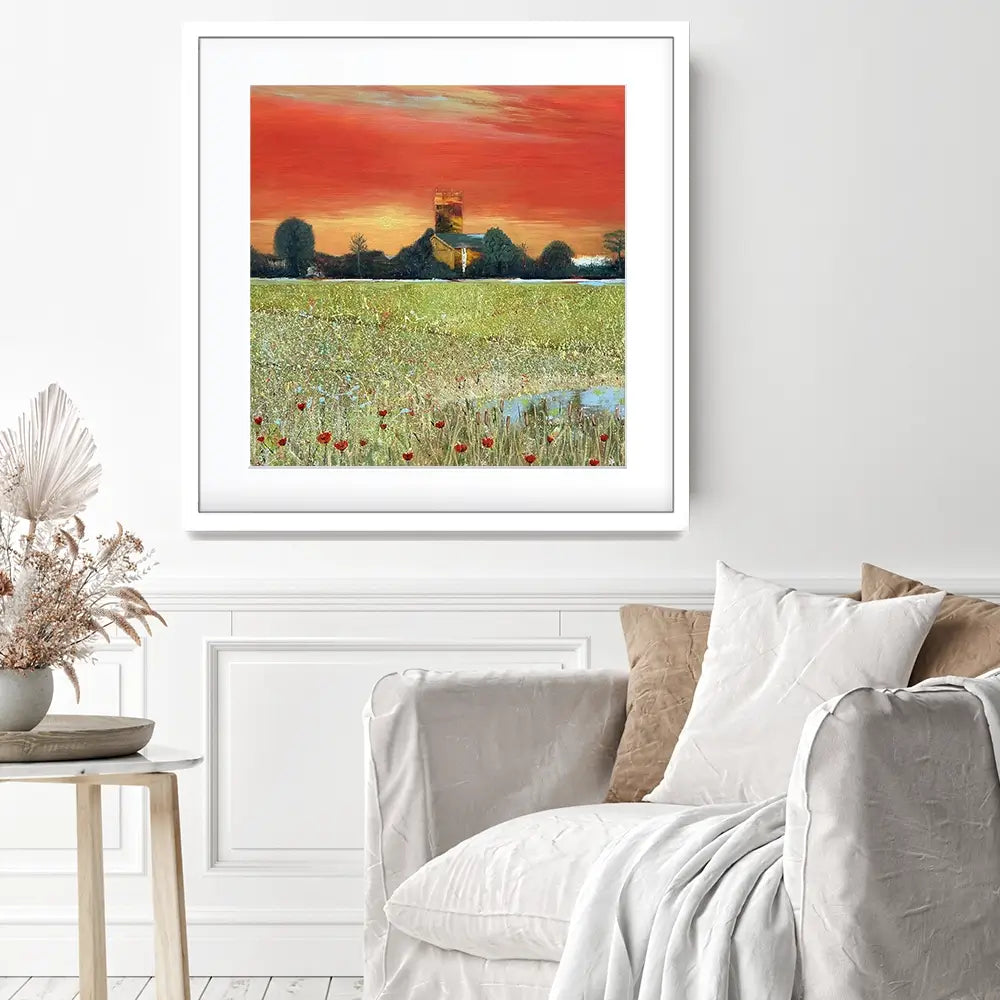 Church Scene Square Framed Art Print Church Scene Square Framed Art Print wall art product Karen Sutton