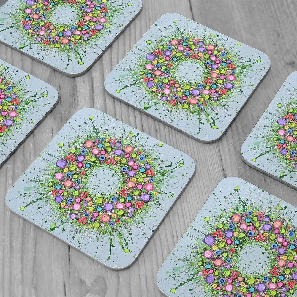 Circle Of Life Coaster Set Rainbow Soul Tree Coaster Set | Rainbow Soul Tree Art Coasters wall art product Jo Gough