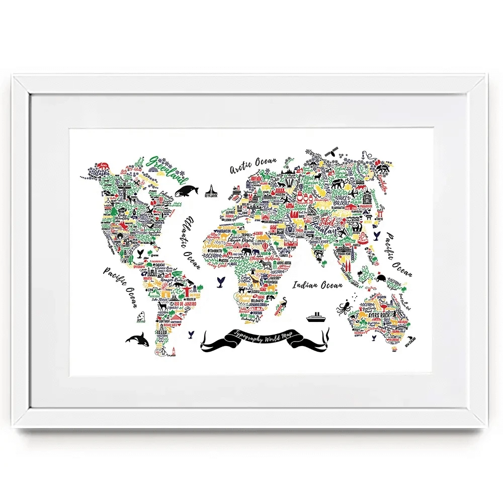 Cities World Map Framed Art Print Cities World Map Framed Art Print wall art product Moloko88 / Shutterstock