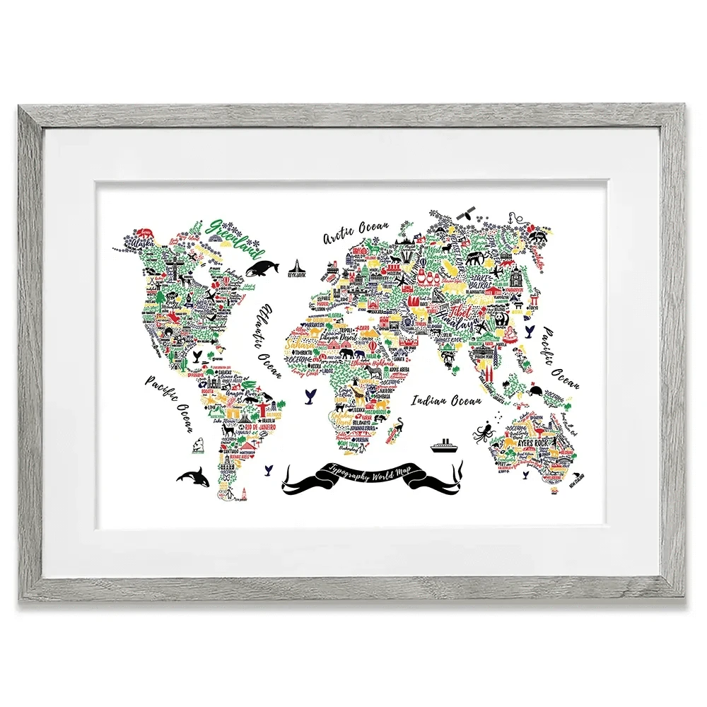 Cities World Map Framed Art Print Cities World Map Framed Art Print wall art product Moloko88 / Shutterstock