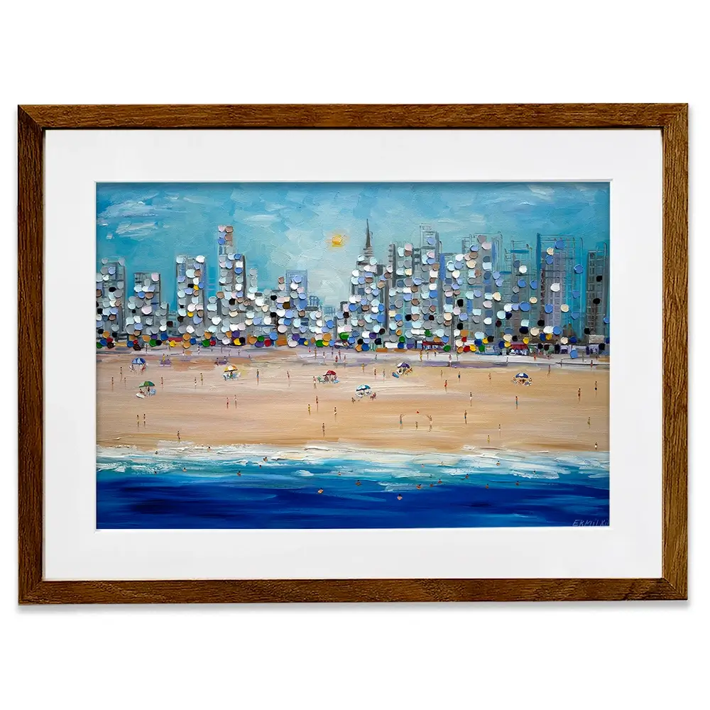 City Beach Framed Art Print City Beach Framed Art Print wall art product Ekaterina Ermilkina