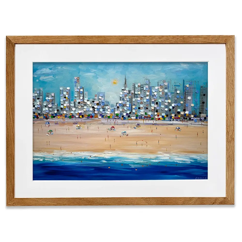 City Beach Framed Art Print City Beach Framed Art Print wall art product Ekaterina Ermilkina