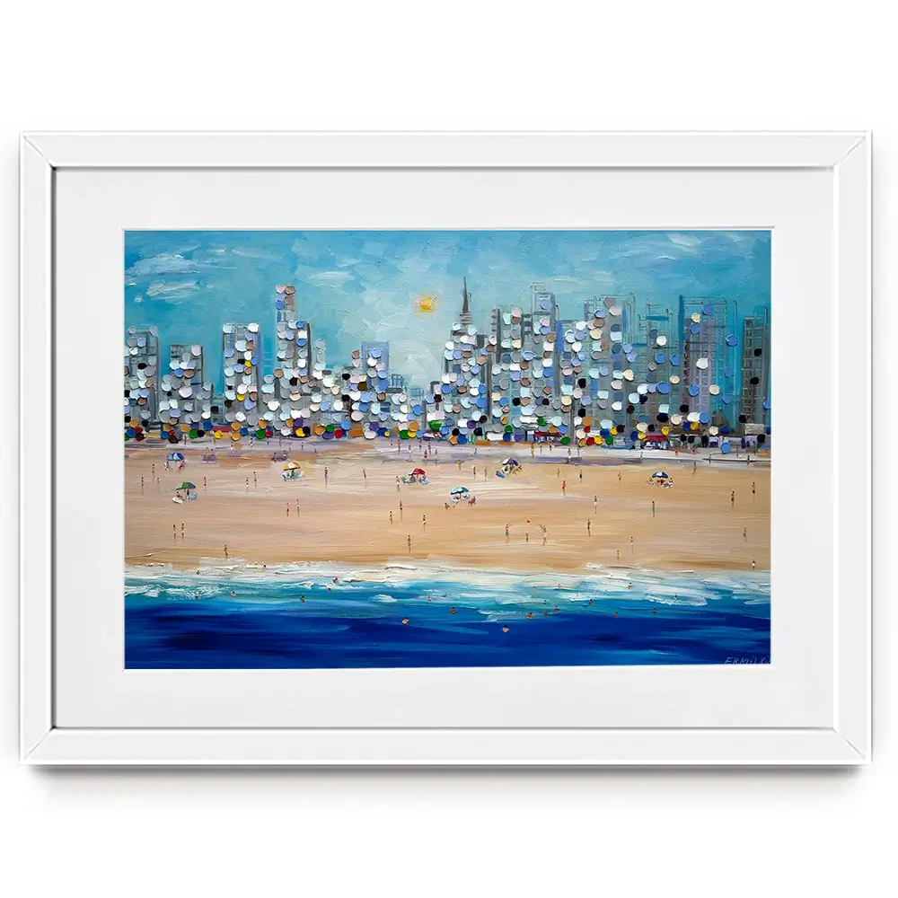 City Beach Framed Art Print City Beach Framed Art Print wall art product Ekaterina Ermilkina