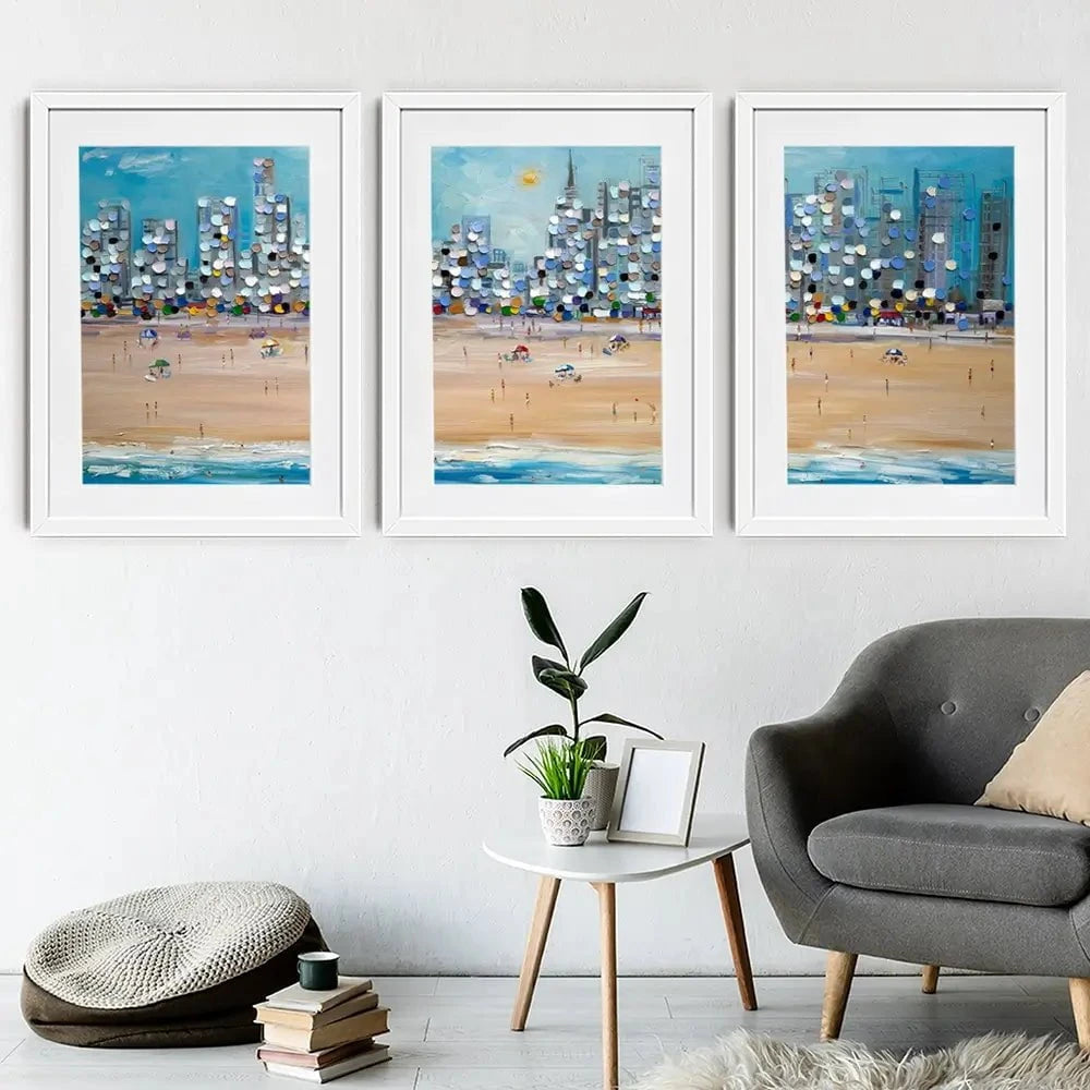 City Beach Framed Art Print Trio City Beach Framed Art Print Trio wall art product Ekaterina Ermilkina