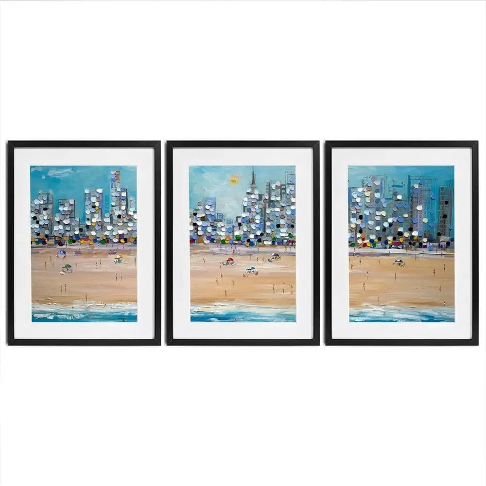 City Beach Framed Art Print Trio City Beach Framed Art Print Trio wall art product Ekaterina Ermilkina