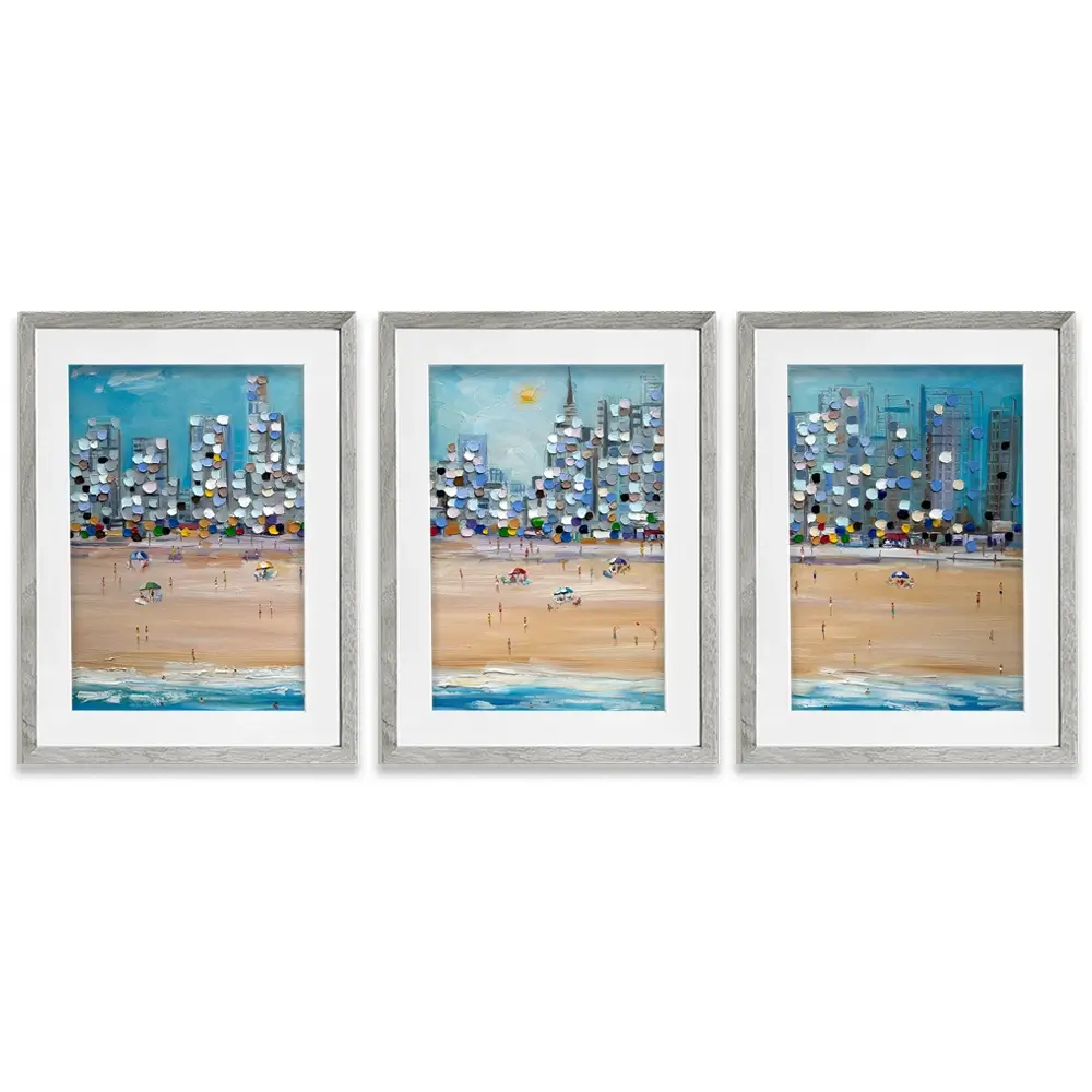 City Beach Framed Art Print Trio City Beach Framed Art Print Trio wall art product Ekaterina Ermilkina