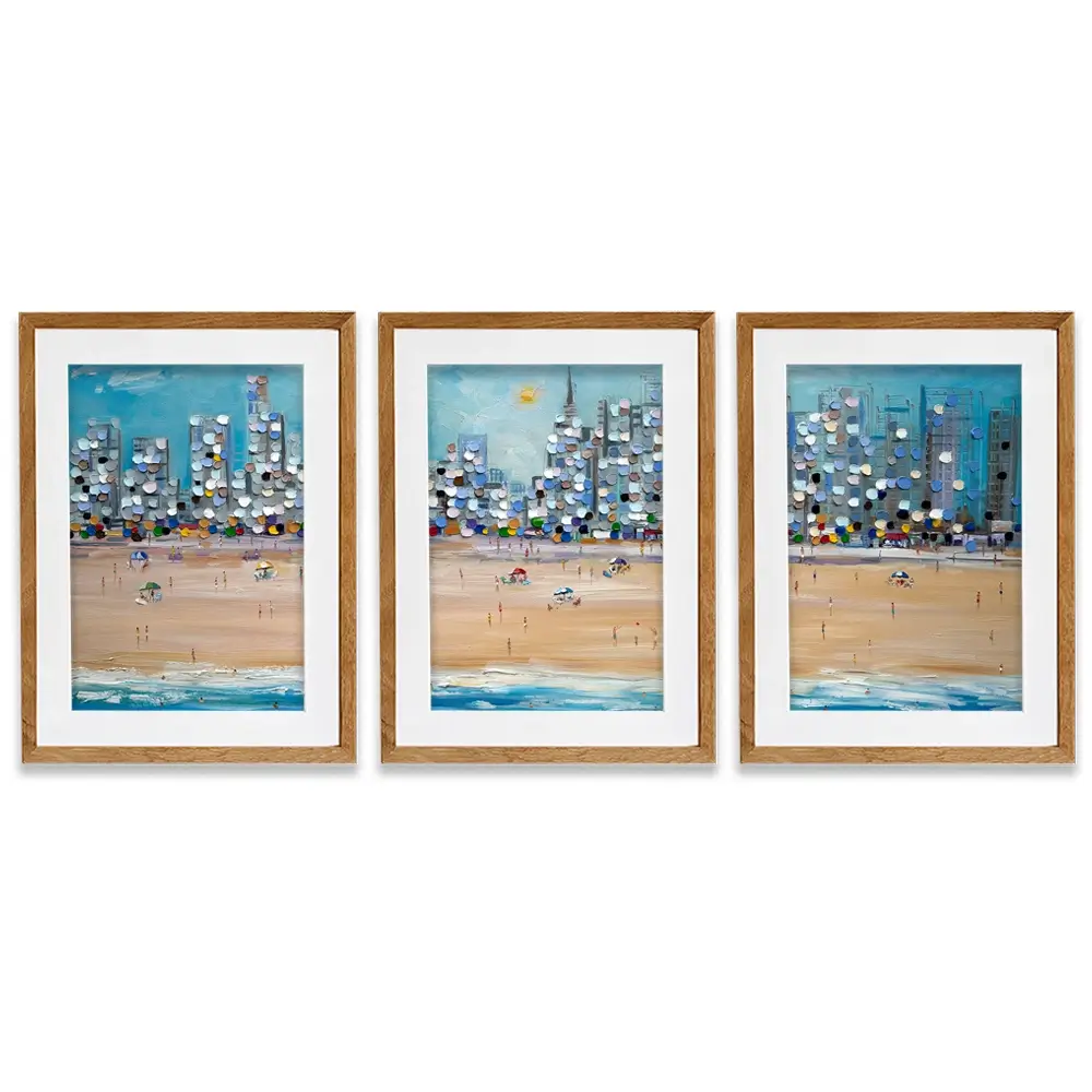 City Beach Framed Art Print Trio City Beach Framed Art Print Trio wall art product Ekaterina Ermilkina