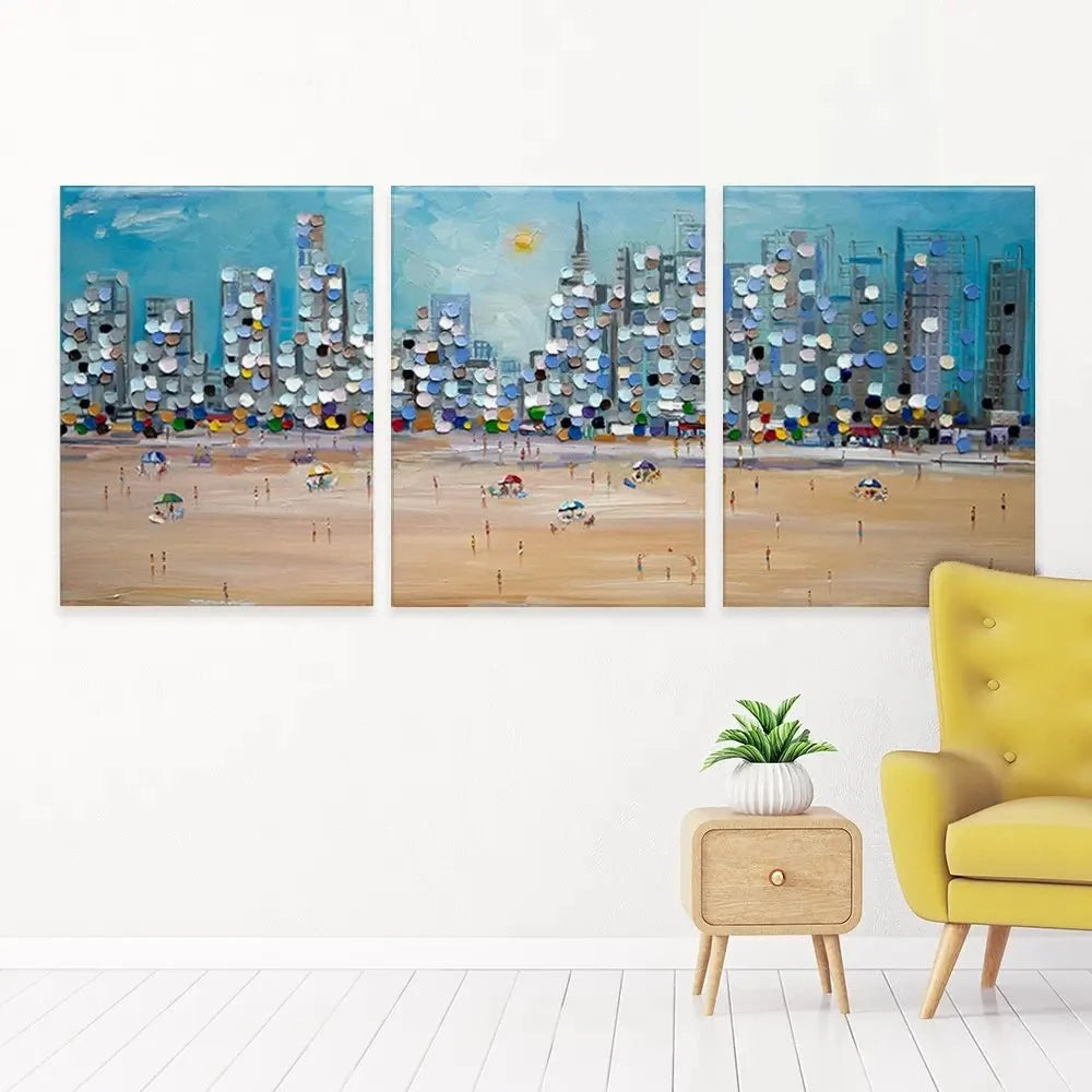 City Beach Trio Canvas Print City Beach Trio Canvas Print wall art product Ekaterina Ermilkina