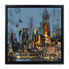 City Lights At Night Square Canvas Print wall art product Tithi Luadthong / Shutterstock
