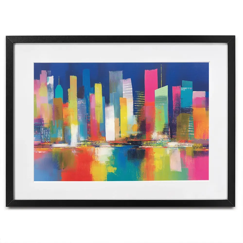 City Lights At Night Time Framed Art Print City Lights At Night Time Framed Art Print wall art product Chromatic Storm Studio