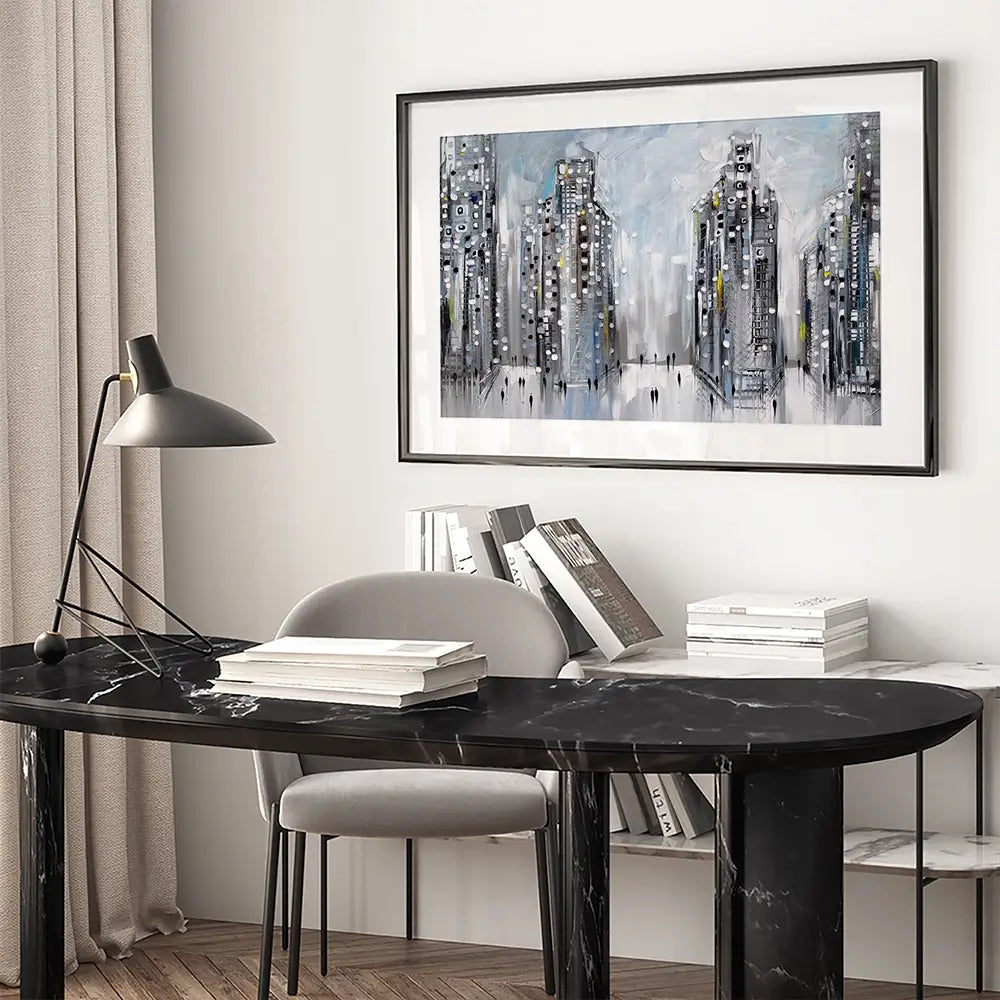City Street Scene Framed Art Print City Street Scene Framed Art Print wall art product Ekaterina Ermilkina