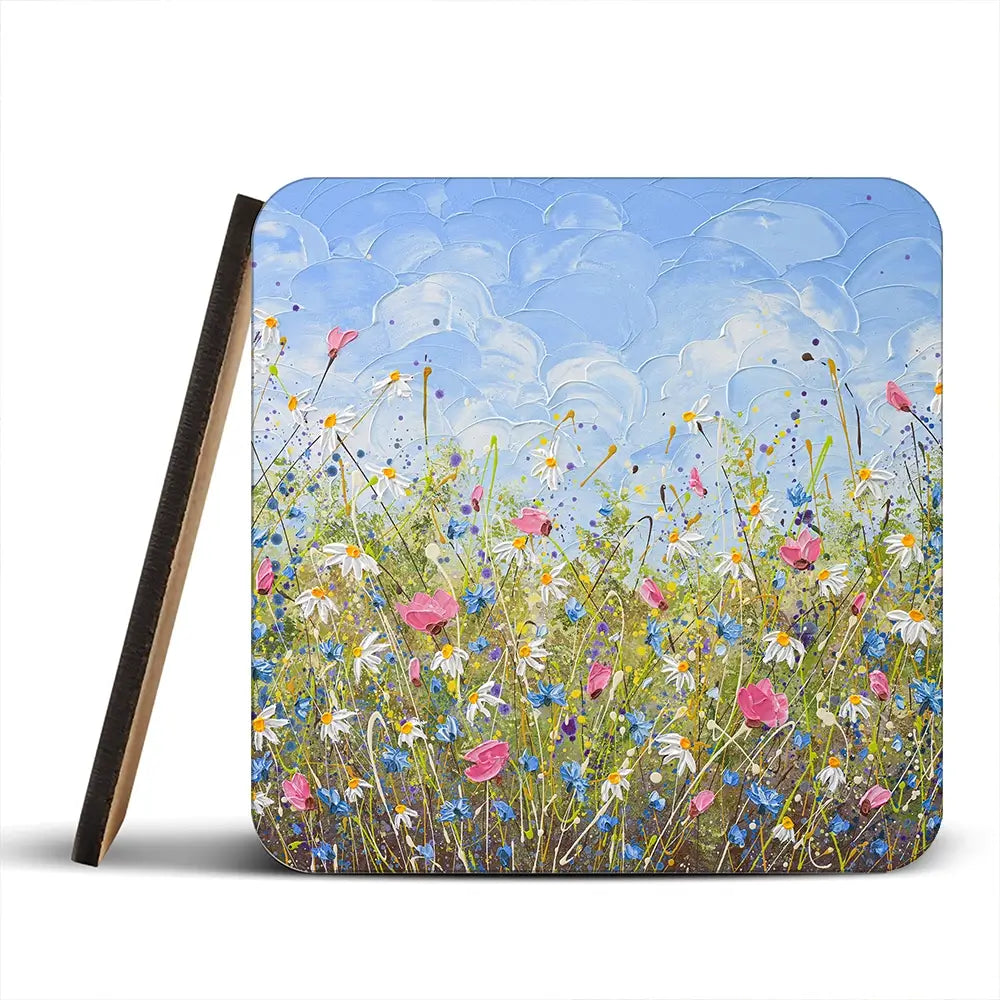 Clouds Over Daisies Coaster Set Clouds Over Daisies Coaster Set wall art product Olga Tkachyk