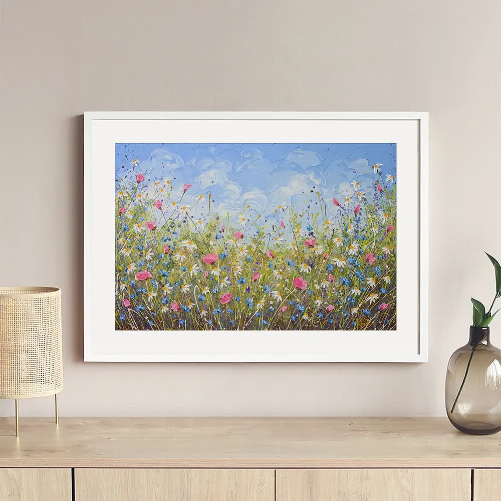Clouds Over Daisies Framed Art Print Clouds Over Daisies Framed Art Print wall art product Olga Tkachyk